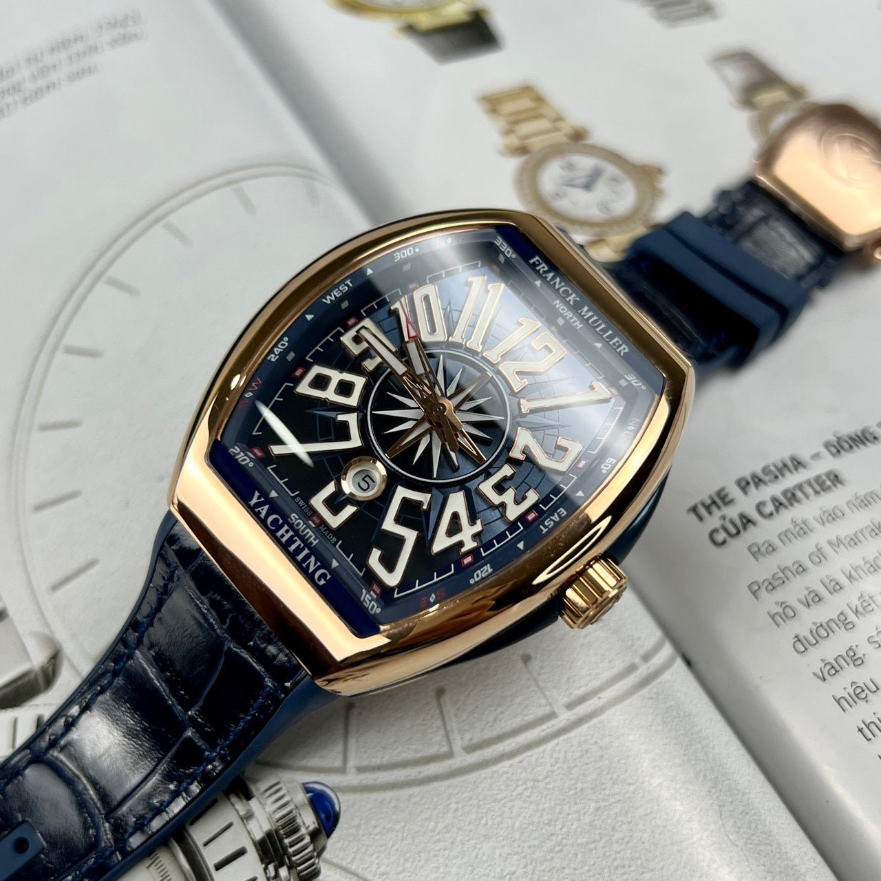 Franck Muller V45 Men’s Watch Blue Rose Gold Case 45mm