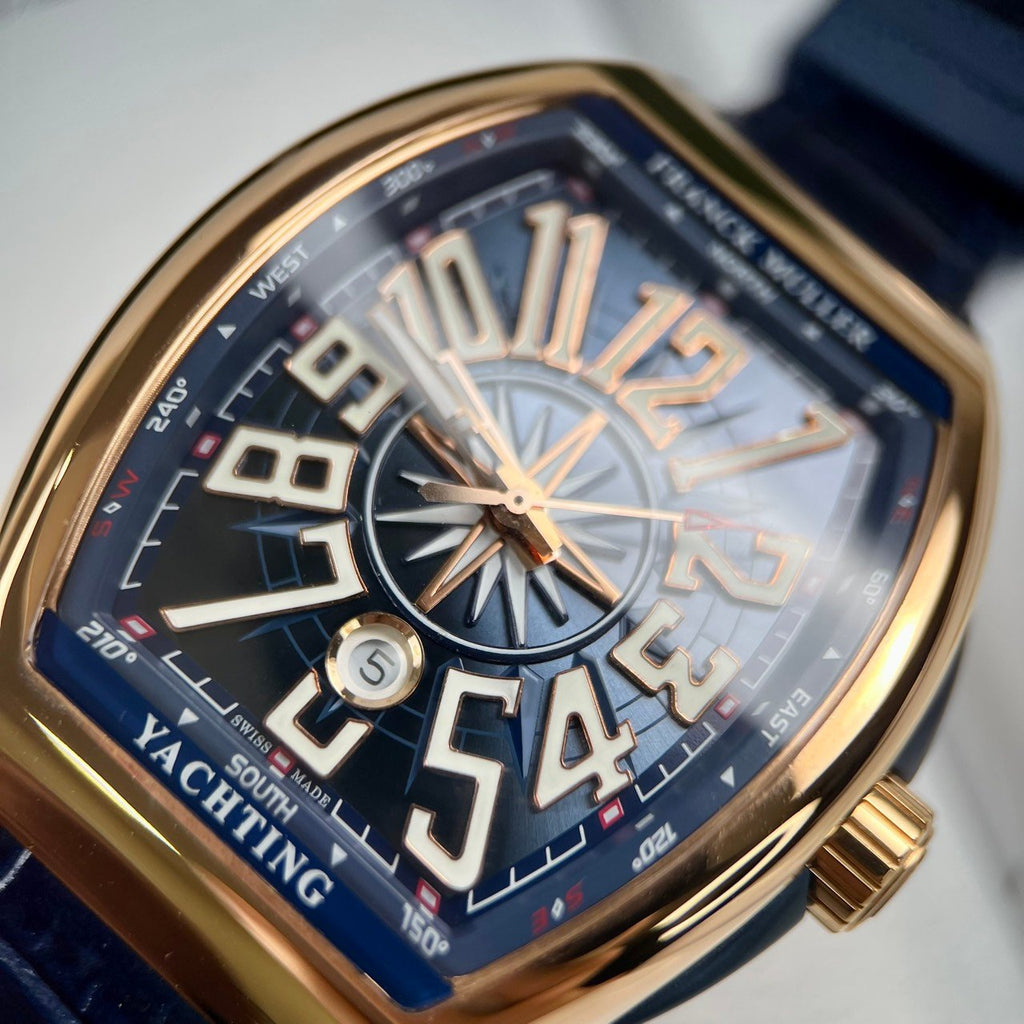 Franck Muller V45 Men’s Watch Blue Rose Gold Case 45mm