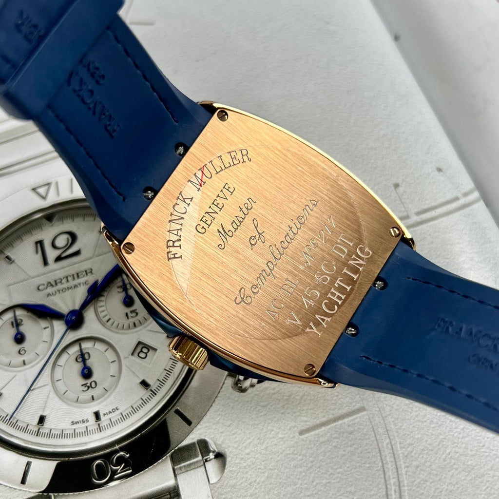 Franck Muller V45 Men’s Watch Blue Rose Gold Case 45mm