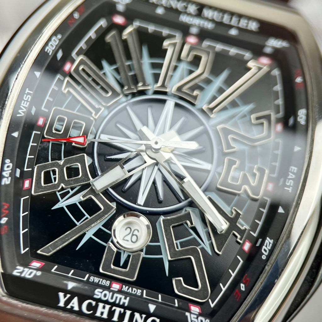 Franck Muller V45 Watch Black Leather Strap 45mm