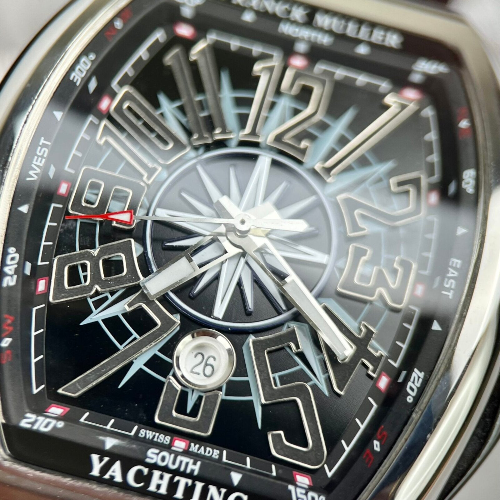 Franck Muller V45 Watch Black Leather Strap 45mm
