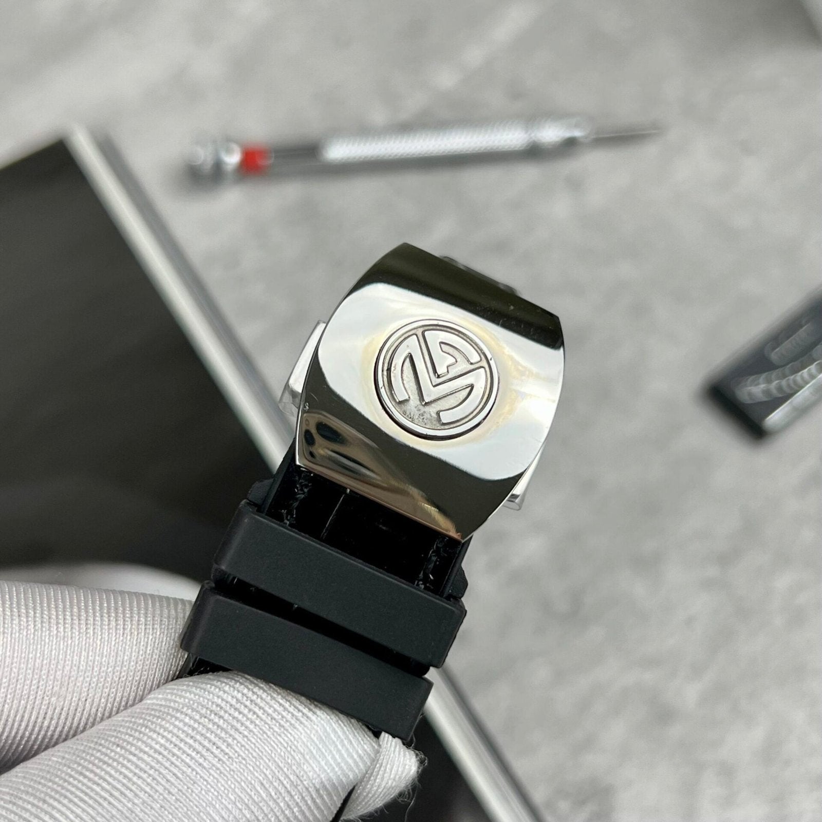 Franck Muller V45 Watch Black Leather Strap 45mm