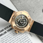 Hublot Watch Big Bang King Gold Black Dial Rubber Strap 44mm