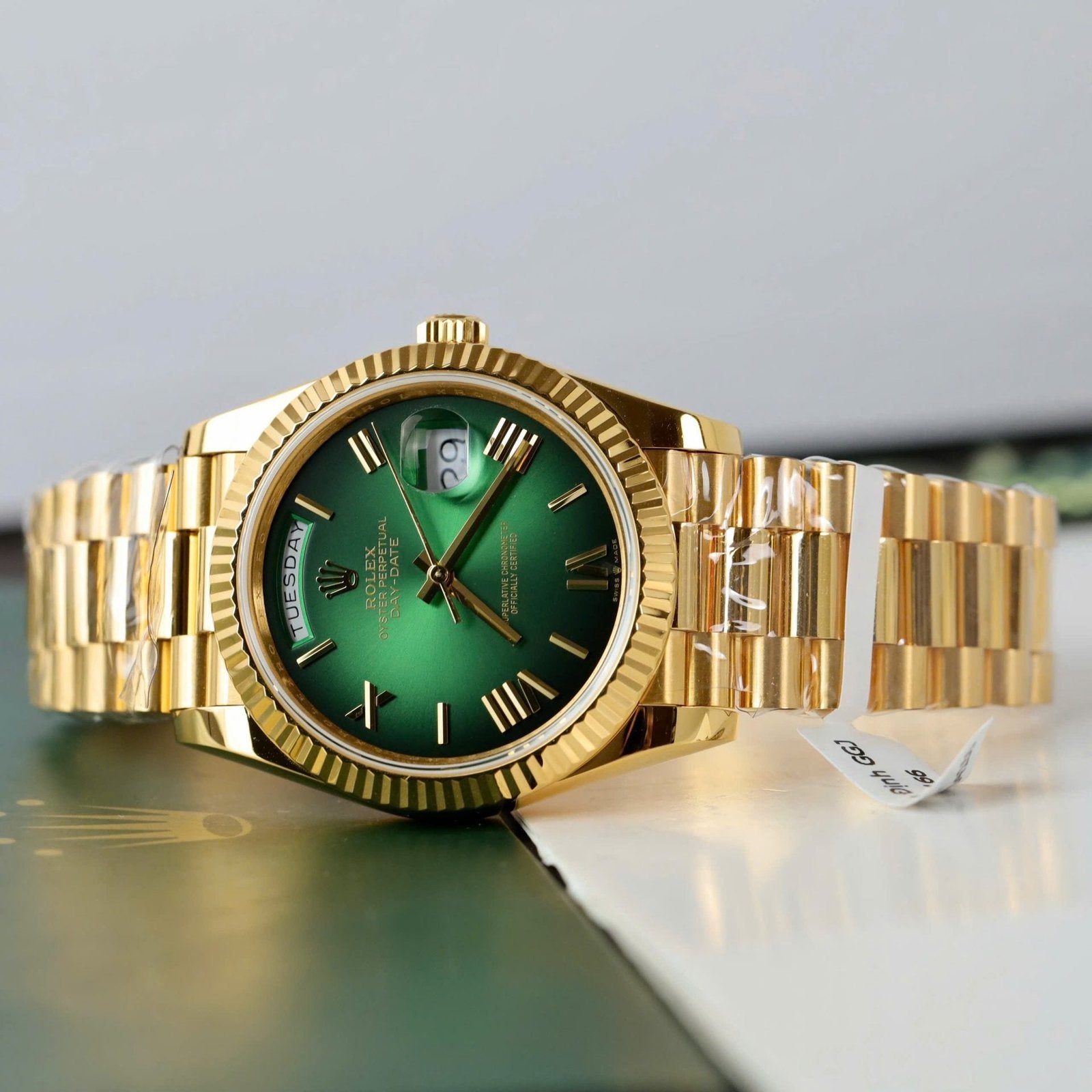 Rolex Day-Date Ombre Green Dial Watch Gold Wrapped 40mm