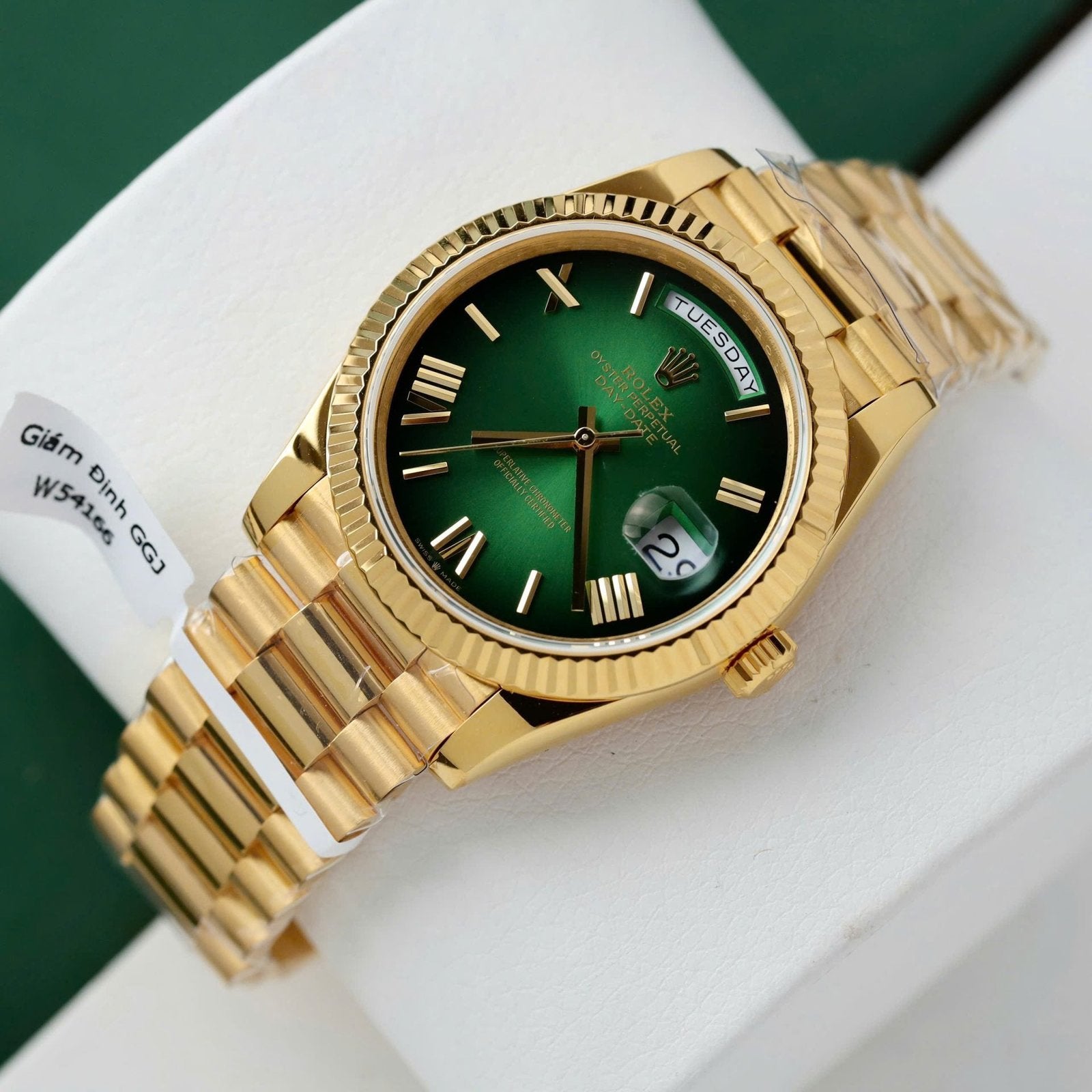 Rolex Day-Date Ombre Green Dial Watch Gold Wrapped 40mm
