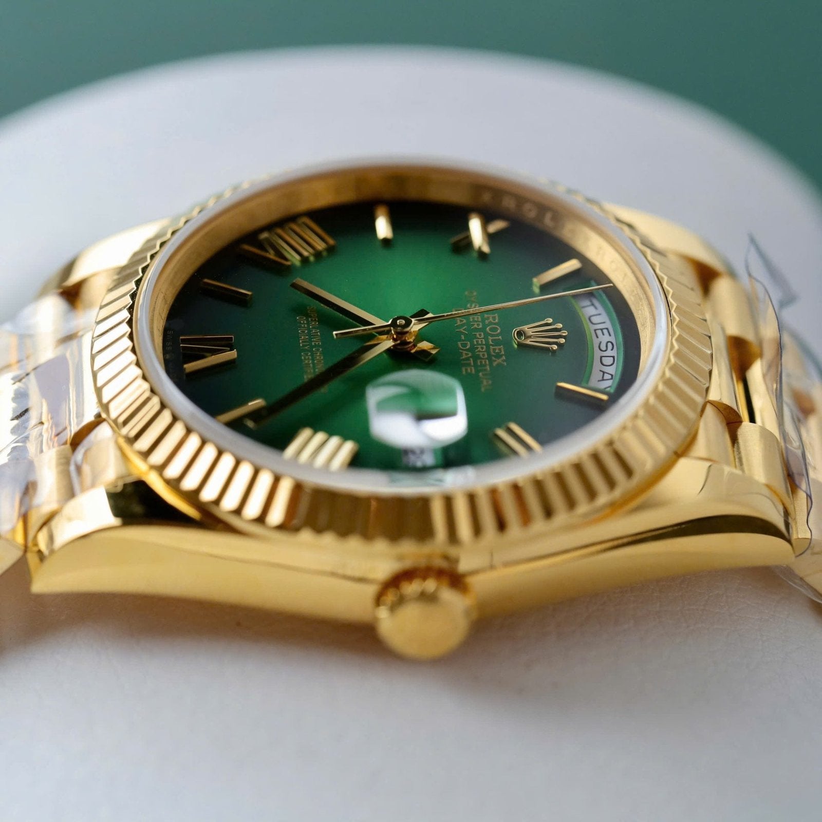 Rolex Day-Date Ombre Green Dial Watch Gold Wrapped 40mm
