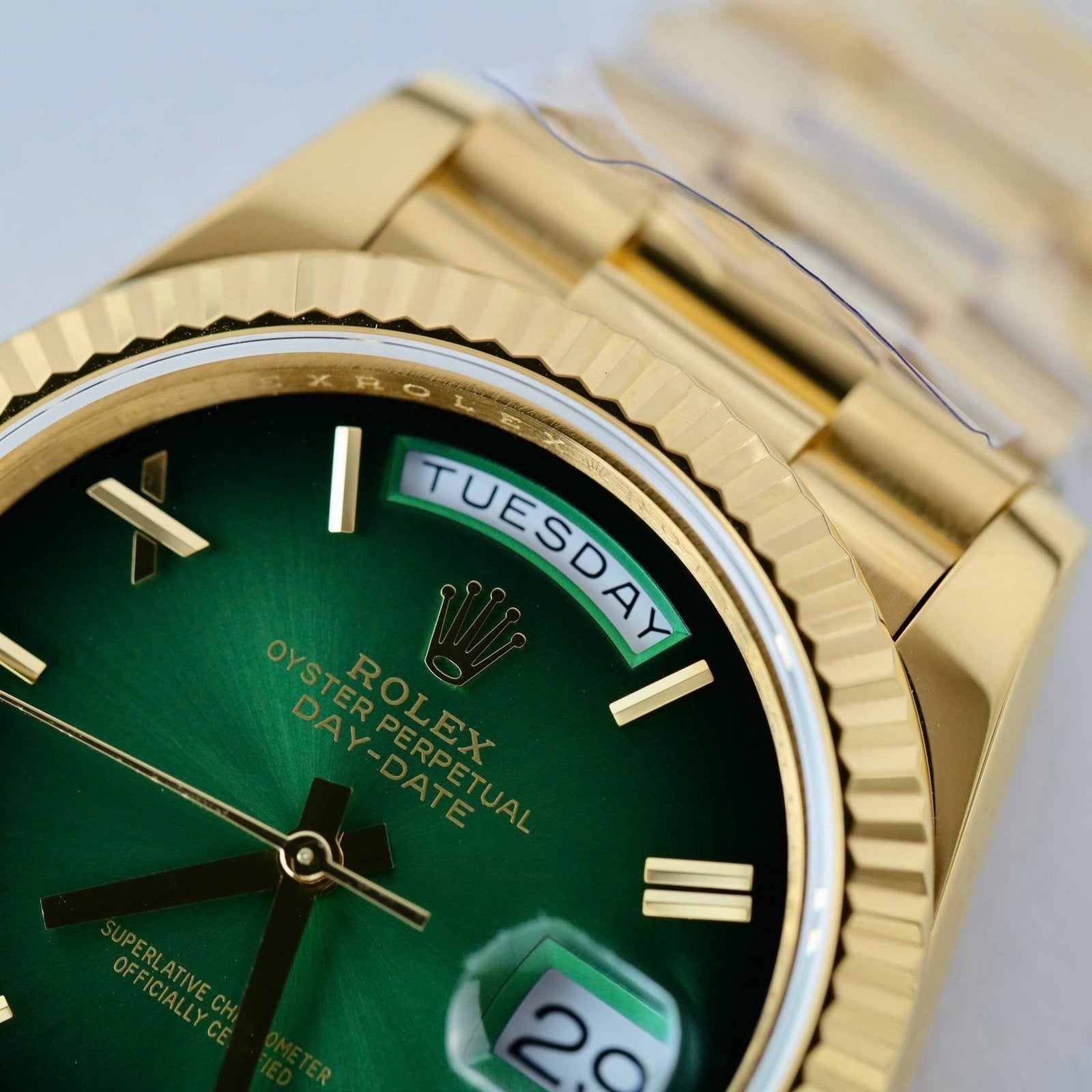 Rolex Day-Date Ombre Green Dial Watch Gold Wrapped 40mm