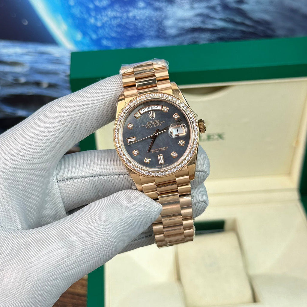 Rolex Day-Date Purple Mother of Pearl Dial Watch 40mm