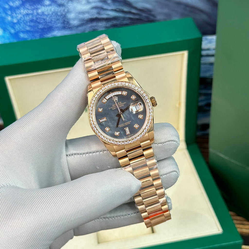 Rolex Day-Date Purple Mother of Pearl Dial Watch 40mm