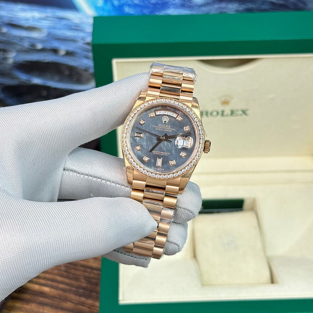 Rolex Day-Date Purple Mother of Pearl Dial Watch 40mm