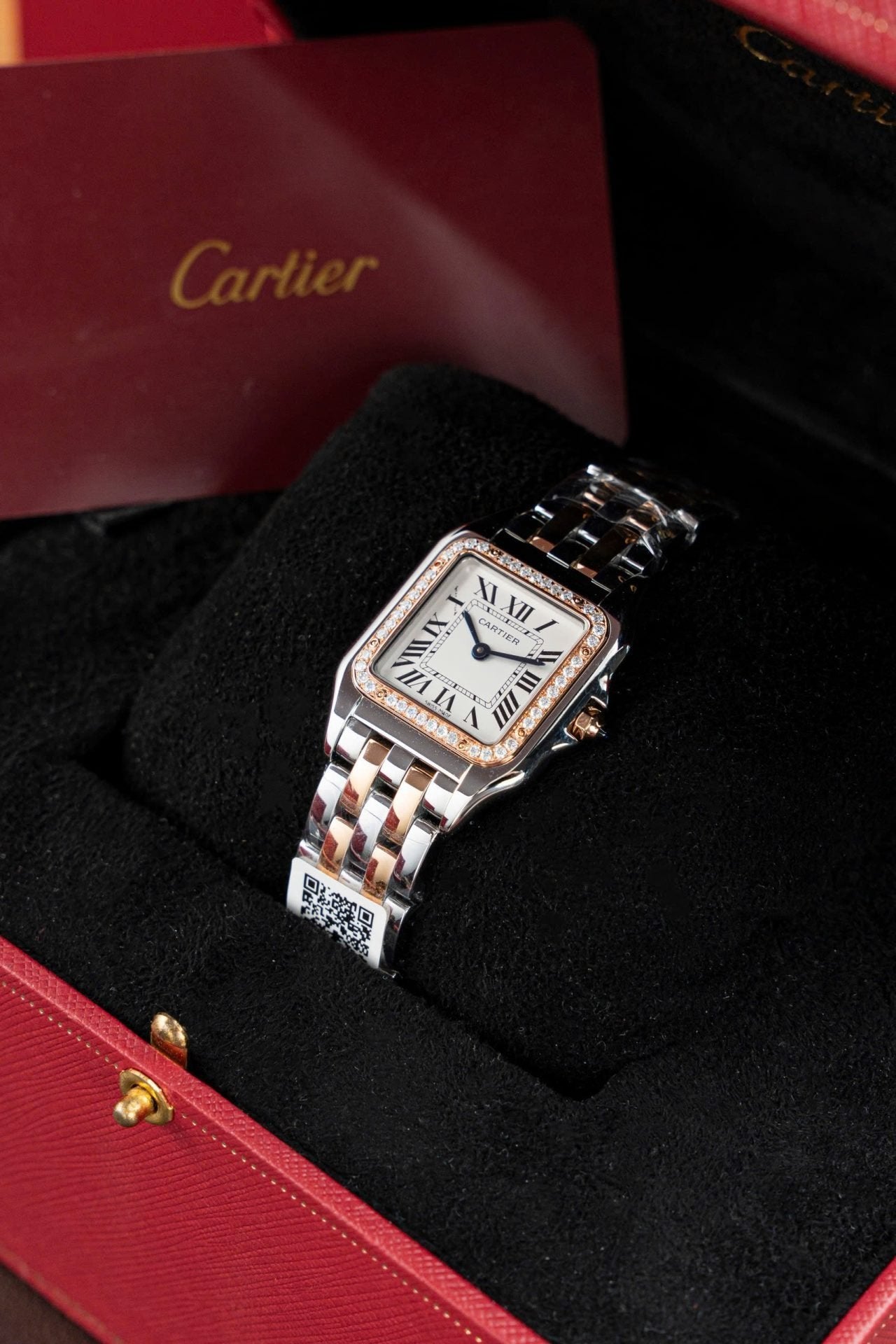 Cartier Panthere WSPN007 Demi Rose Gold Watch Diamonds Moissanite 27x37mm