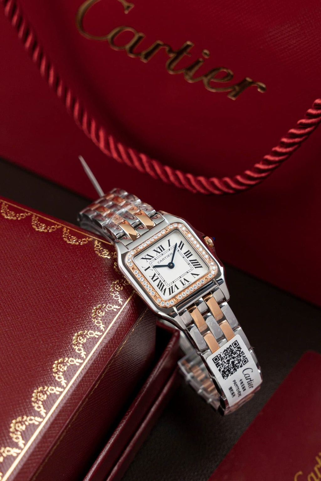 Cartier Panthere WSPN007 Demi Rose Gold Watch Diamonds Moissanite 27x37mm