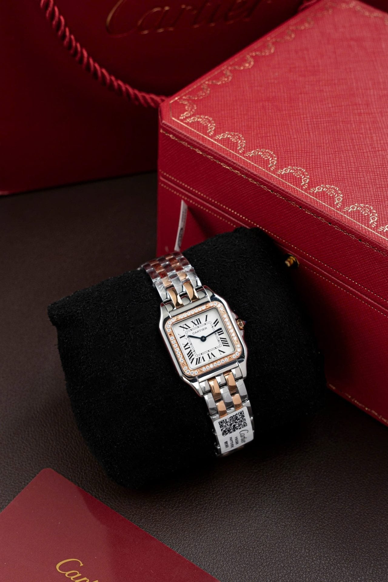 Cartier Panthere WSPN007 Demi Rose Gold Watch Diamonds Moissanite 27x37mm