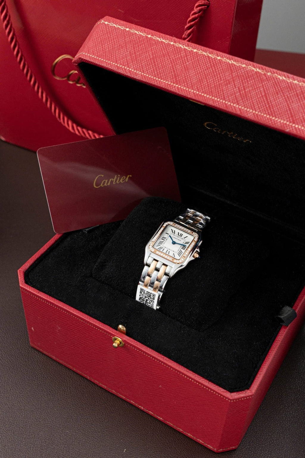 Cartier Panthere WSPN007 Demi Rose Gold Watch Diamonds Moissanite 27x37mm