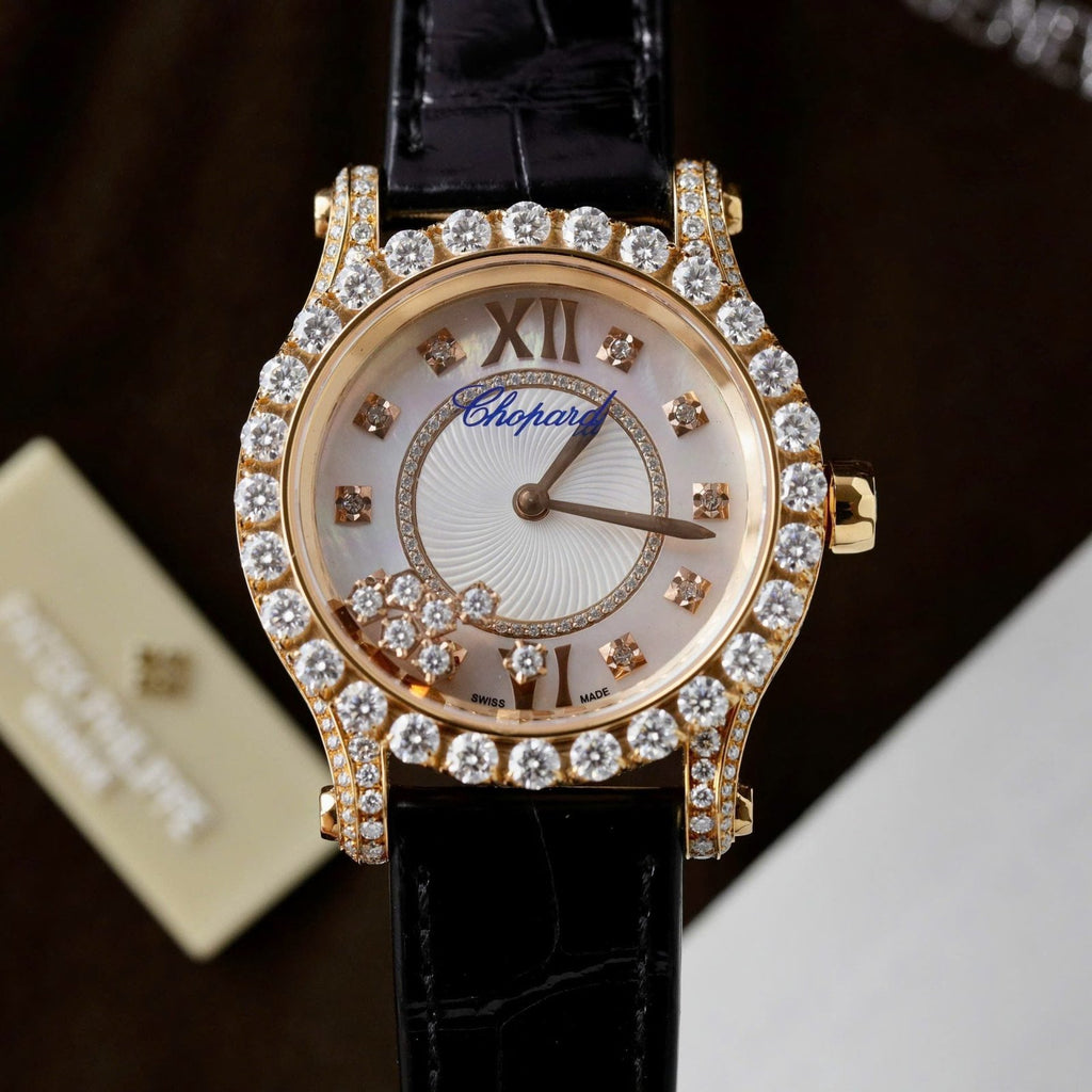 Chopard Happy Sport 274809 Watch 18K Gold Wrapped + Diamonds Moissanite 36mm