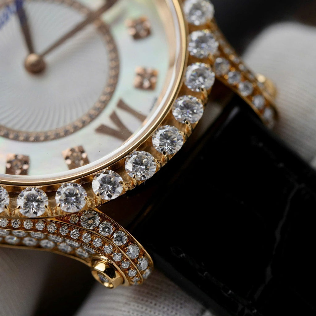 Chopard Happy Sport 274809 Watch 18K Gold Wrapped + Diamonds Moissanite 36mm