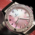 Hublot Classic Fusion Watch Dial Mother Of Pearl Pink + Moissanite Diamonds 33mm