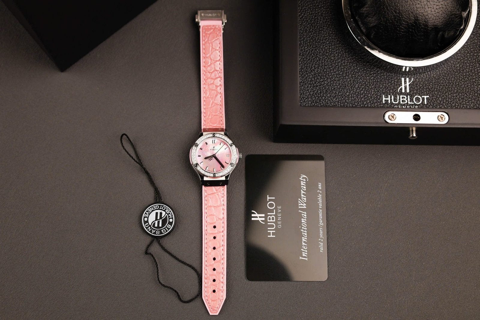 Hublot Classic Fusion Watch Dial Mother Of Pearl Pink + Moissanite Diamonds 33mm
