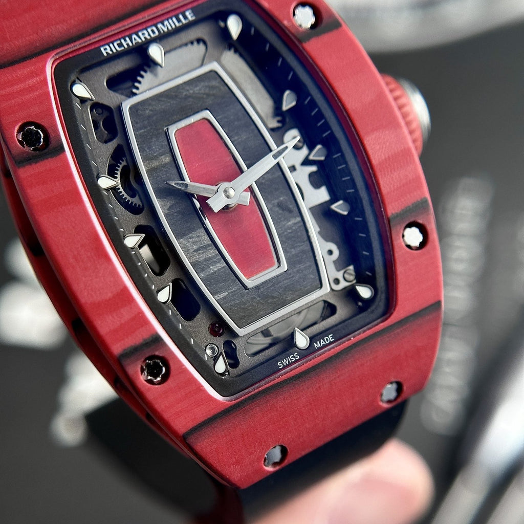 Richard Mille Watch RM07-01 Red Carbon Rubber Strap 32x46mm