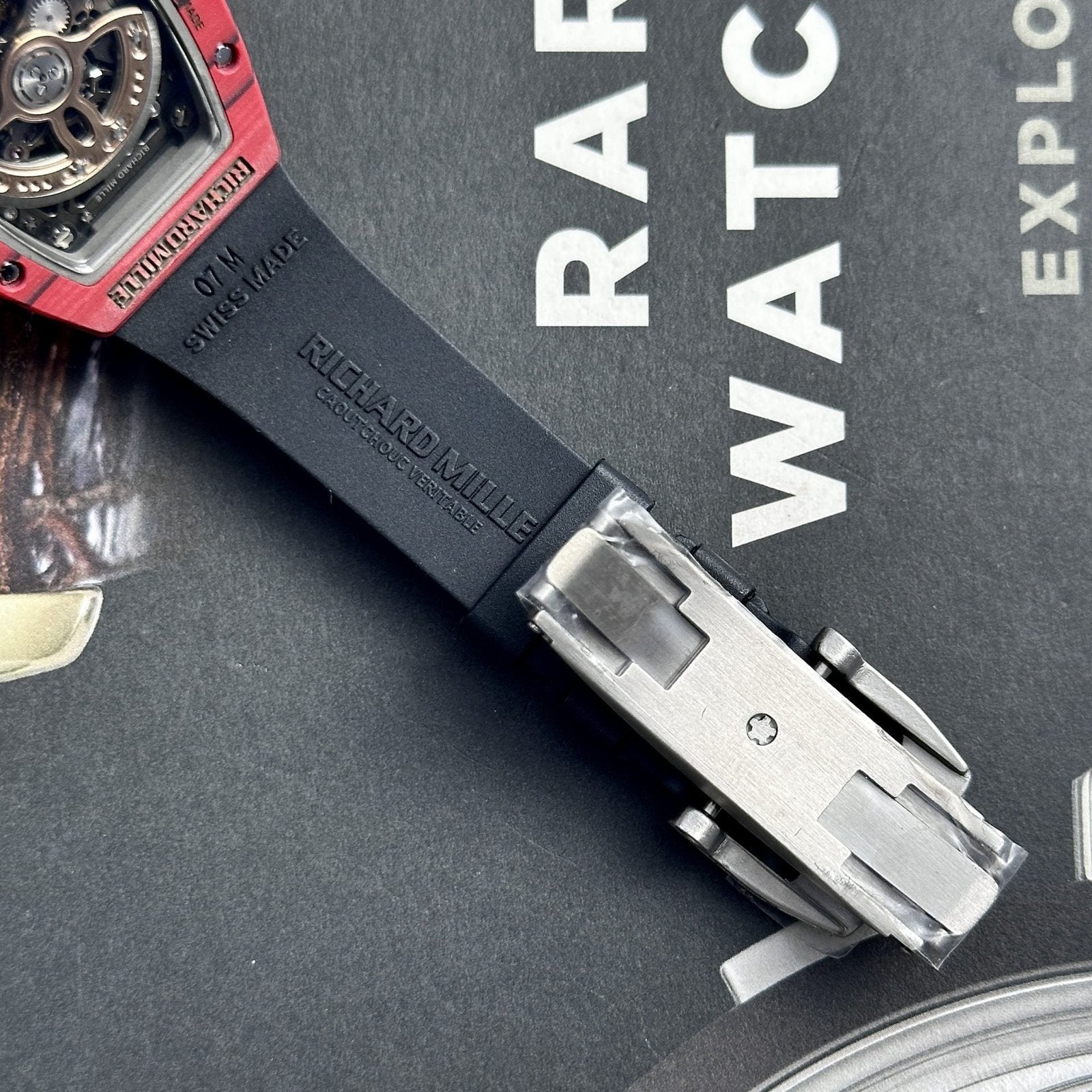 Richard Mille Watch RM07-01 Red Carbon Rubber Strap 32x46mm