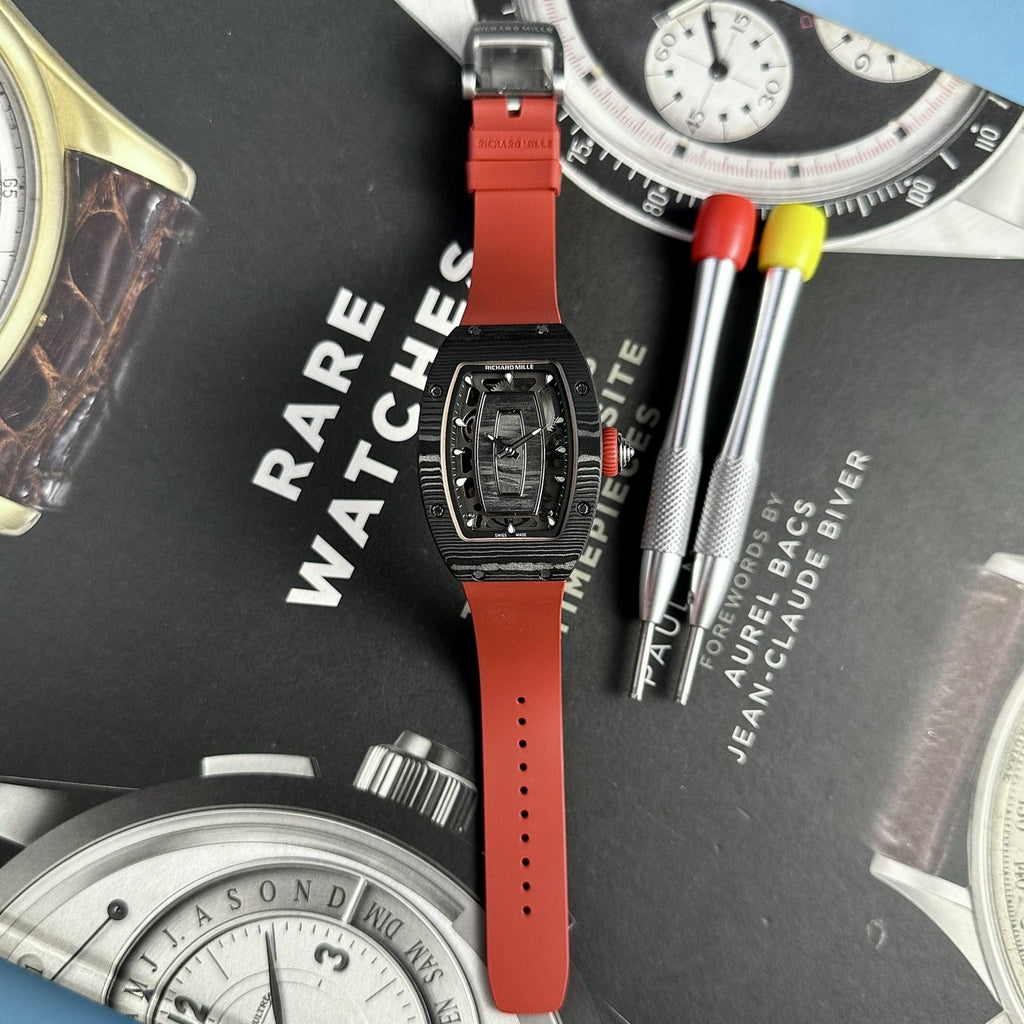 Richard Mille Watch RM07-01 Black Carbon Rubber Strap 32x46mm