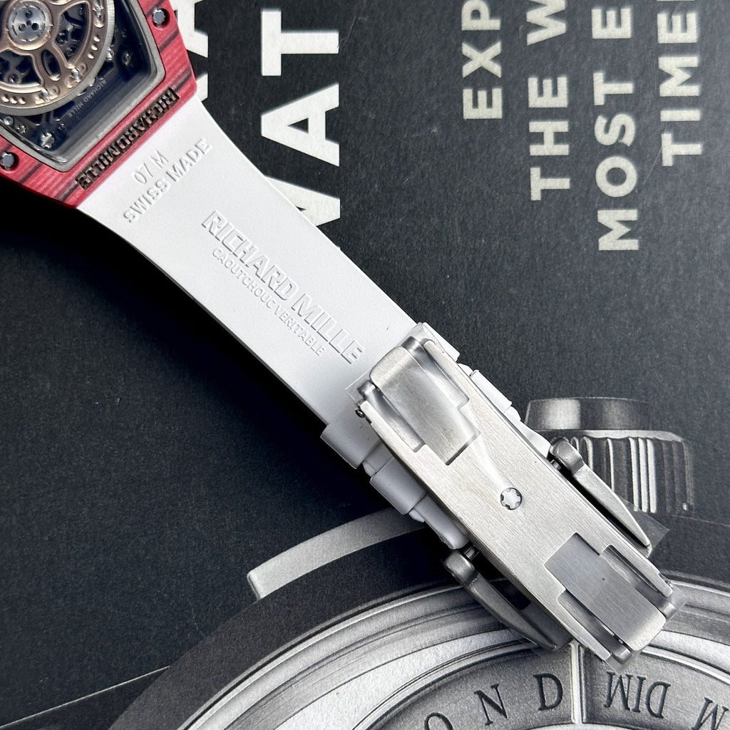 Richard Mille Watch RM07-01 Red Carbon Rubber Strap 32x46mm