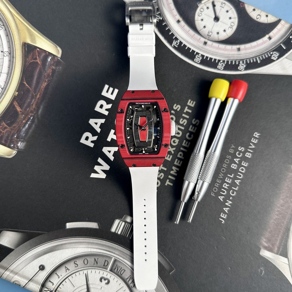 Richard Mille Watch RM07-01 Red Carbon Rubber Strap 32x46mm