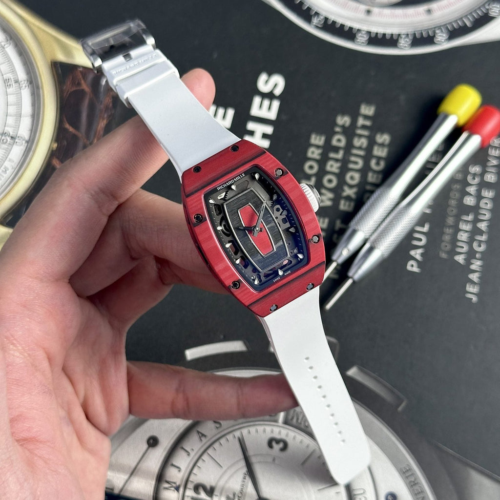 Richard Mille Watch RM07-01 Red Carbon Rubber Strap 32x46mm