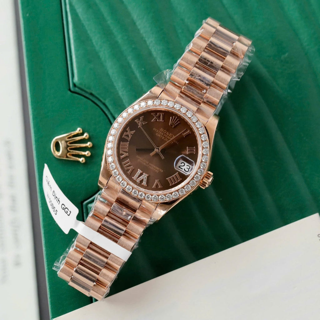Rolex DateJust Women’s Watch Diamonds Moissanite + 18K Gold Wrapped 31mm
