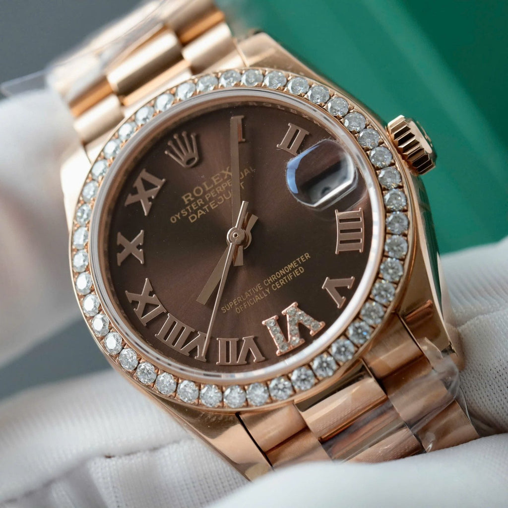 Rolex DateJust Women’s Watch Diamonds Moissanite + 18K Gold Wrapped 31mm