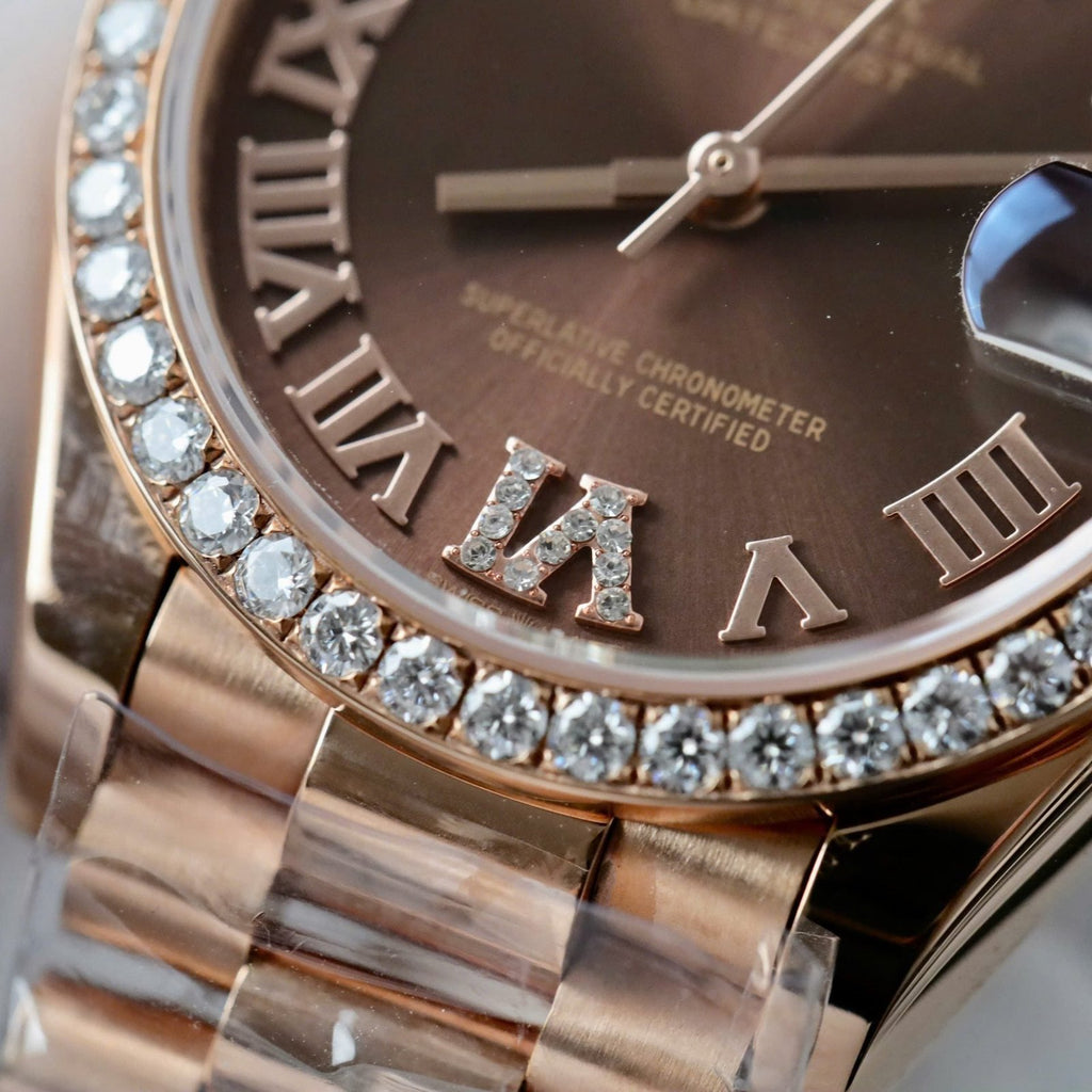 Rolex DateJust Women’s Watch Diamonds Moissanite + 18K Gold Wrapped 31mm