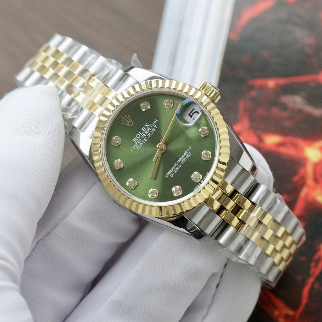 Rolex DateJust Watch Green Dial Jubilee Strap 31mm