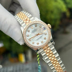 Rolex DateJust Watch Mother Of Pearl Dial With Stone Bezel 31mm