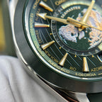 Omega Aqua Terra Worldtimer Watch Green Dial Rubber Strap 43mm