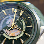 Omega Aqua Terra Worldtimer Watch Green Dial Rubber Strap 43mm