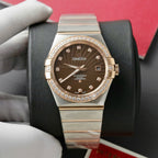 Omega Constellation Co-Axial Watch Brown Dial Metal Strap 38mm