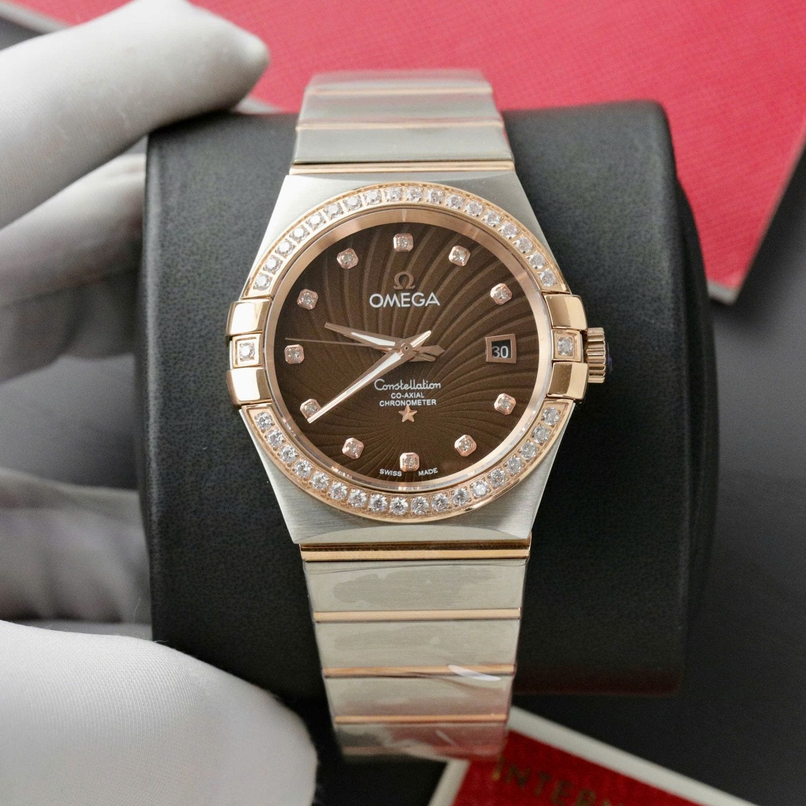 Omega Constellation Co-Axial Watch Brown Dial Metal Strap 38mm