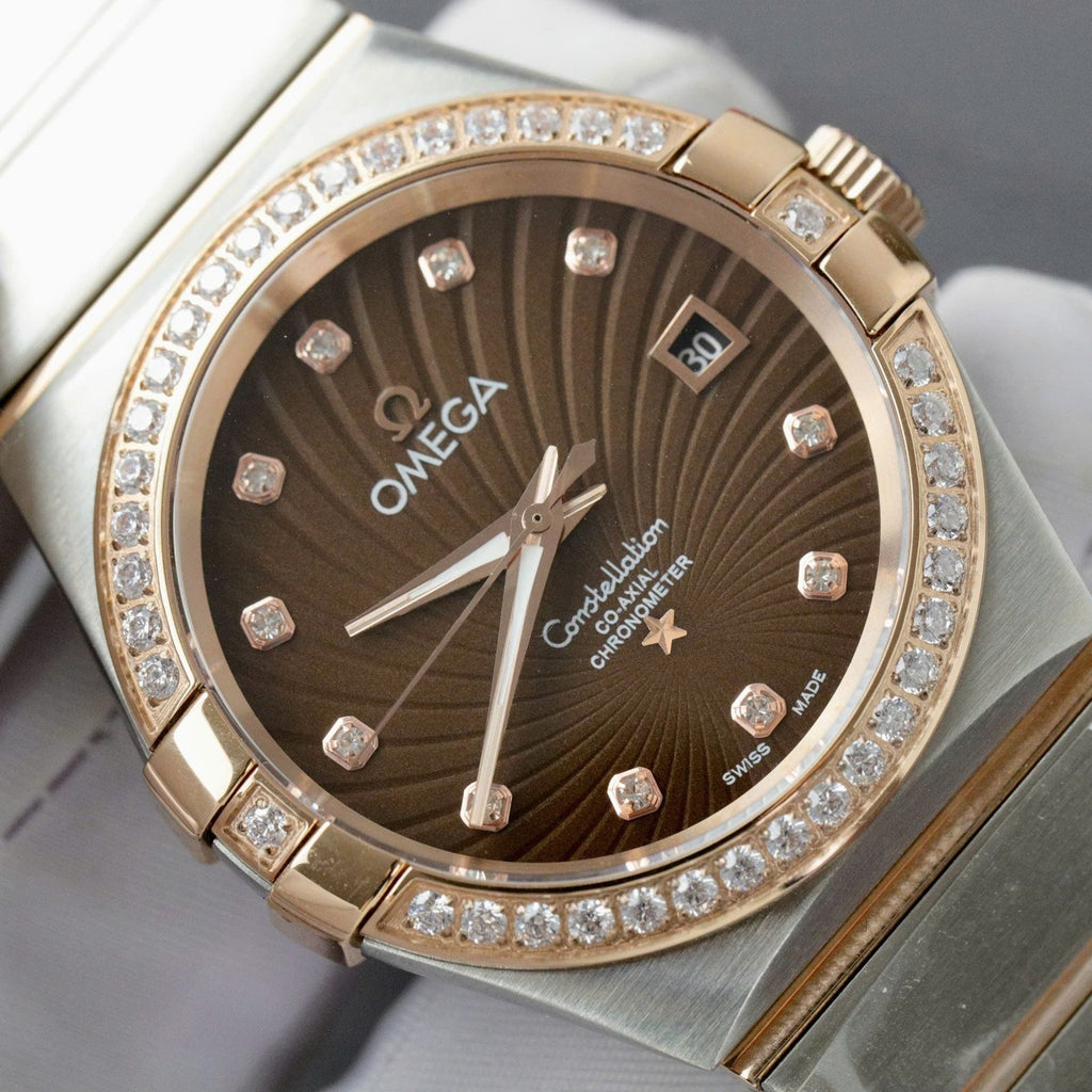Omega Constellation Co-Axial Watch Brown Dial Metal Strap 38mm