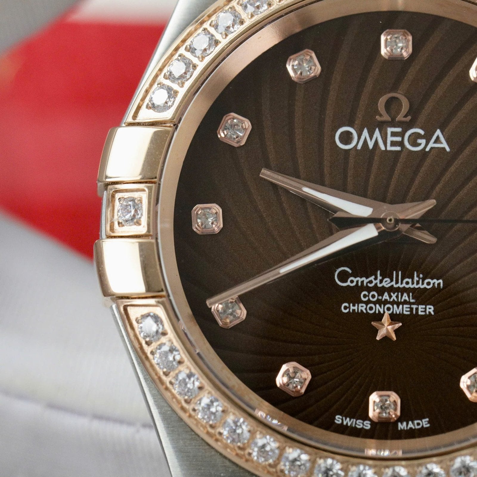 Omega Constellation Co-Axial Watch Brown Dial Metal Strap 38mm