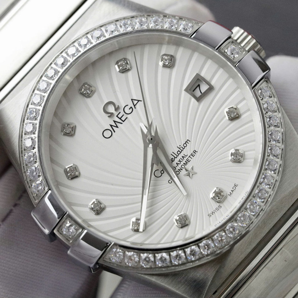 Omega Constellation Co-Axial Watch White Dial Metal Strap 38mm