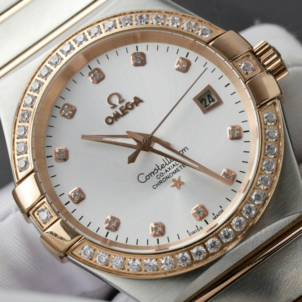 Omega Constellation Co-Axial Watch White Dial Metal Strap 38mm