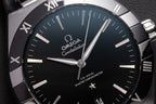 Omega Constellation Watch Black Dial Leather Strap 42mm
