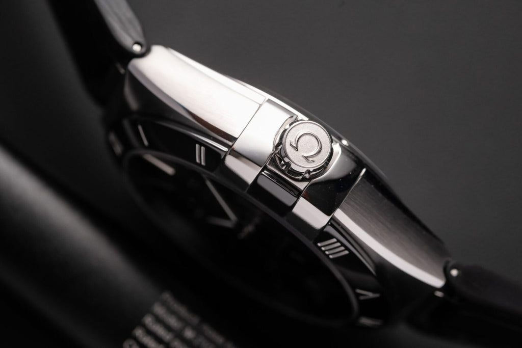 Omega Constellation Watch Black Dial Leather Strap 42mm