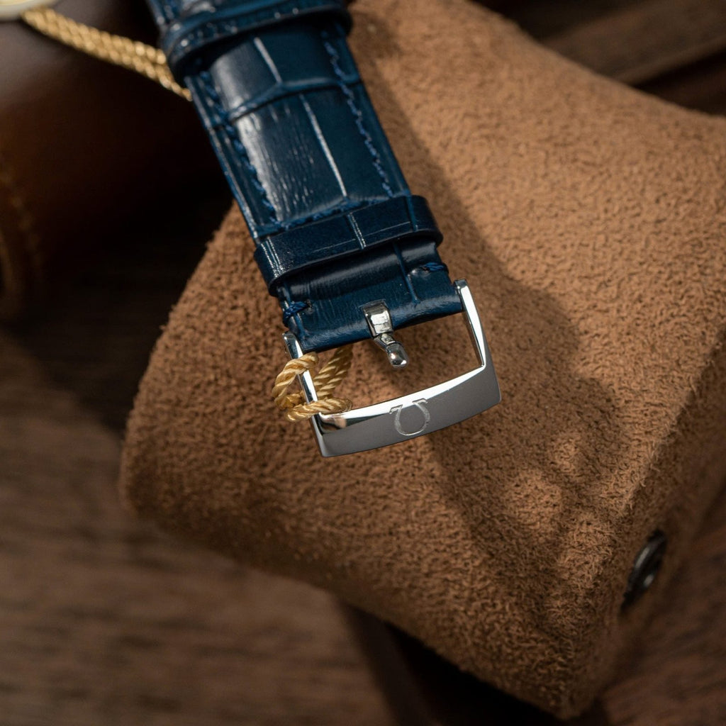 Omega De Ville Prestige Power Reserve Watch Blue Leather Strap 39.5mm