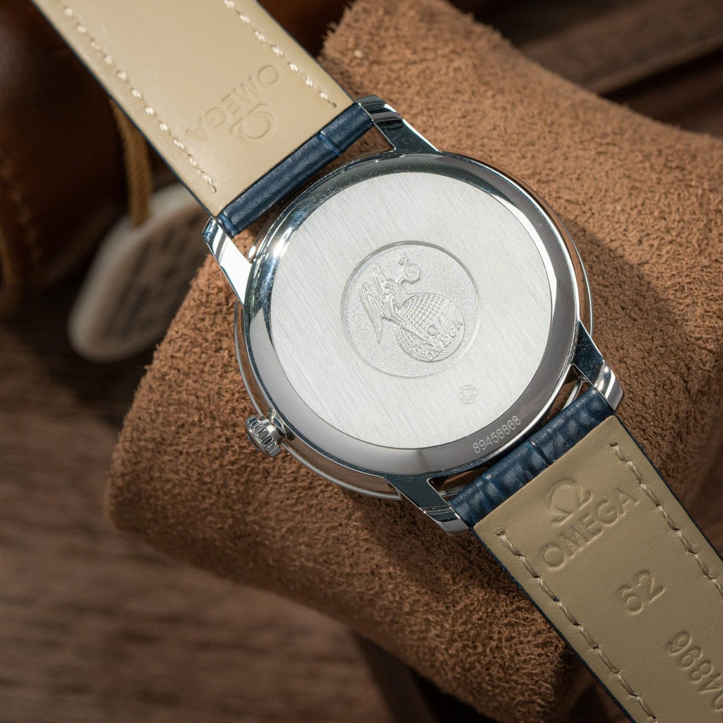 Omega De Ville Prestige Power Reserve Watch Blue Leather Strap 39.5mm
