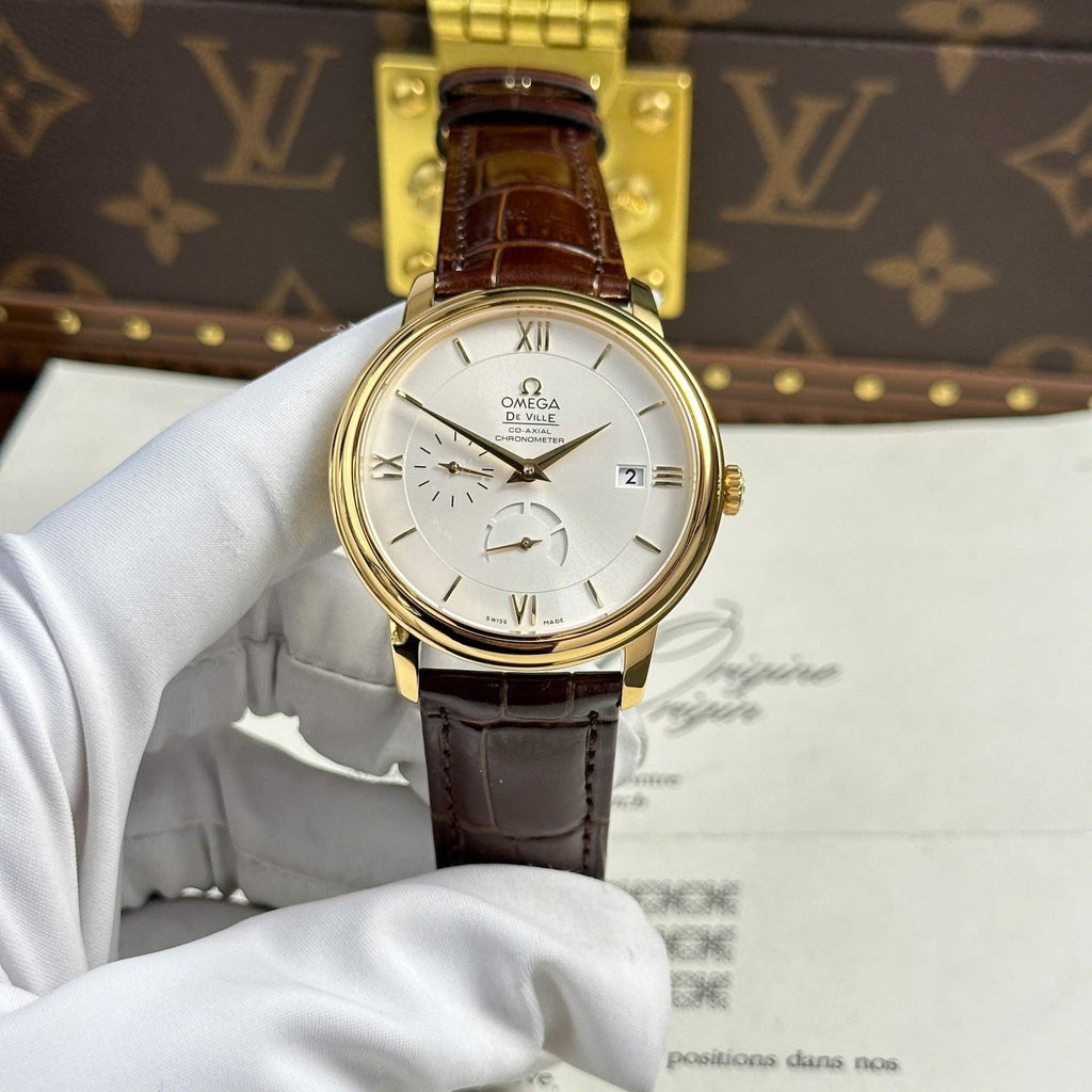 Omega De Ville Prestige Power Reserve Watch Leather Strap 39.5mm