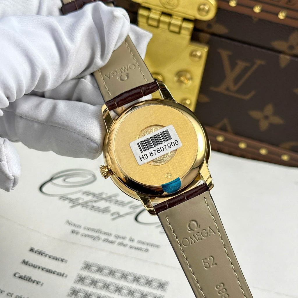 Omega De Ville Prestige Power Reserve Watch Leather Strap 39.5mm