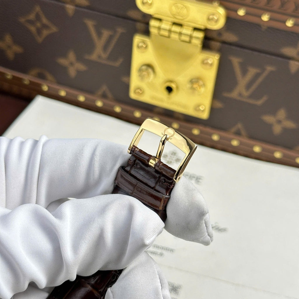 Omega De Ville Prestige Power Reserve Watch Leather Strap 39.5mm