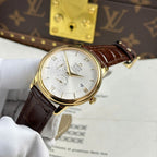 Omega De Ville Prestige Power Reserve Watch Leather Strap 39.5mm