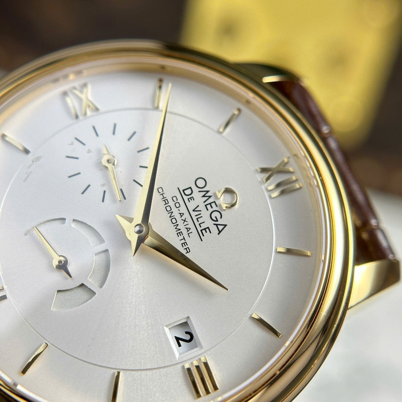 Omega De Ville Prestige Power Reserve Watch Leather Strap 39.5mm